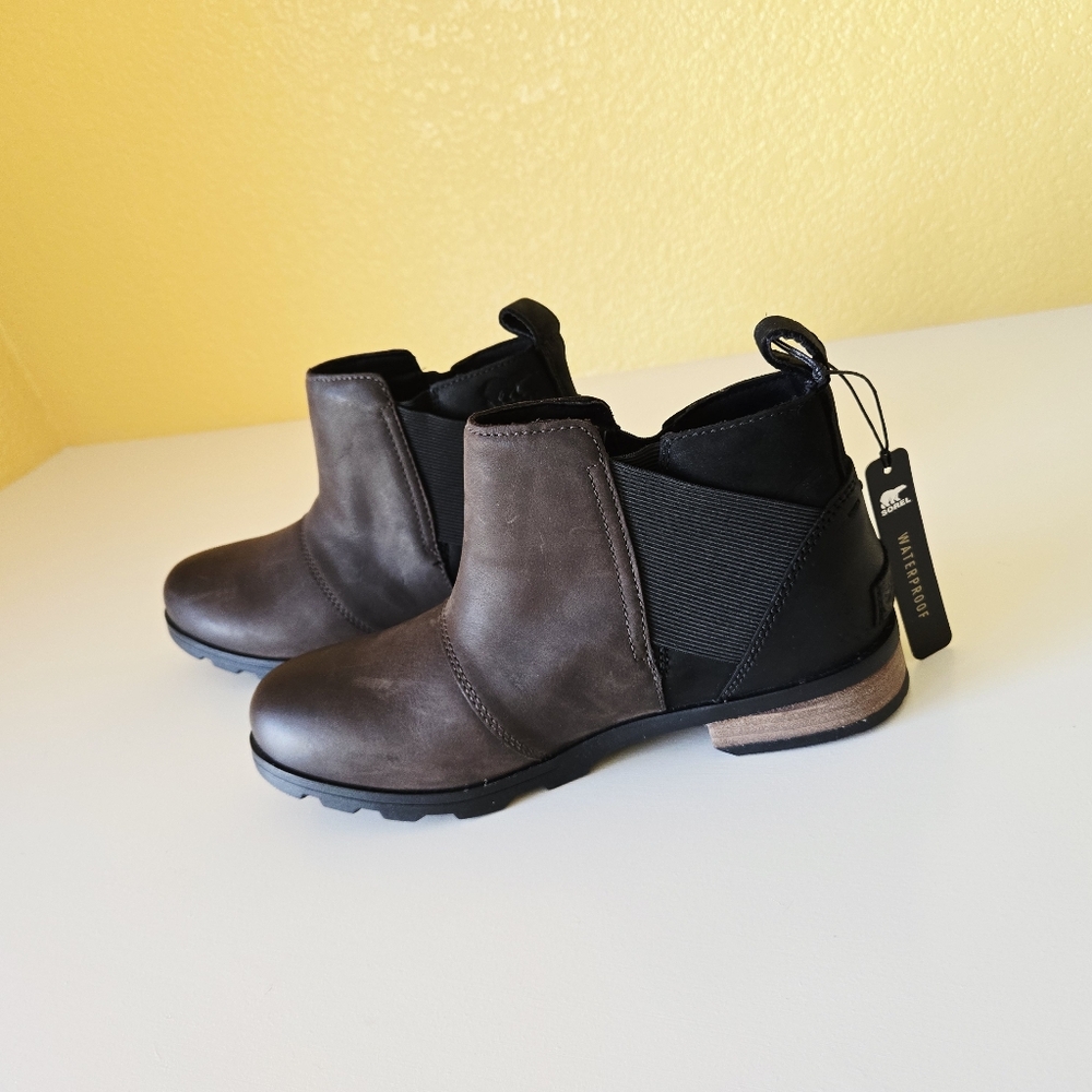 Sorel Emelie Women’s Chelsea Lug Sole blackened brown Waterproof Boots Size 8 - Picture 9 of 16